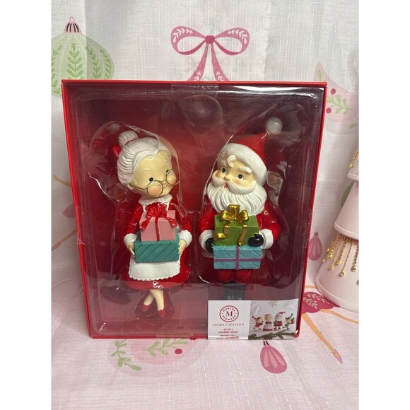 Martha Stewart Santa Mr & Mrs Claus Shelf Sitters Christmas Decor - Picture 1 of 6